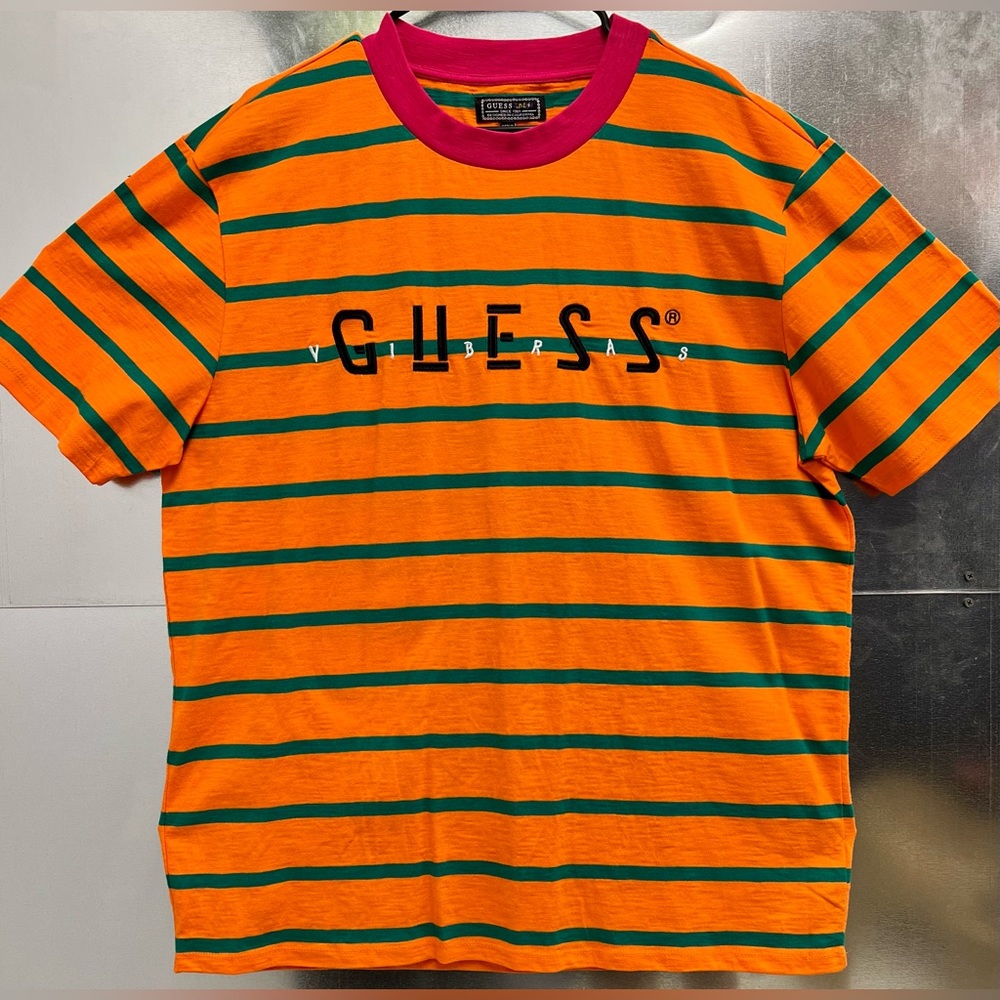 Rare Guess J Balvin Striped T-Shirt Size L